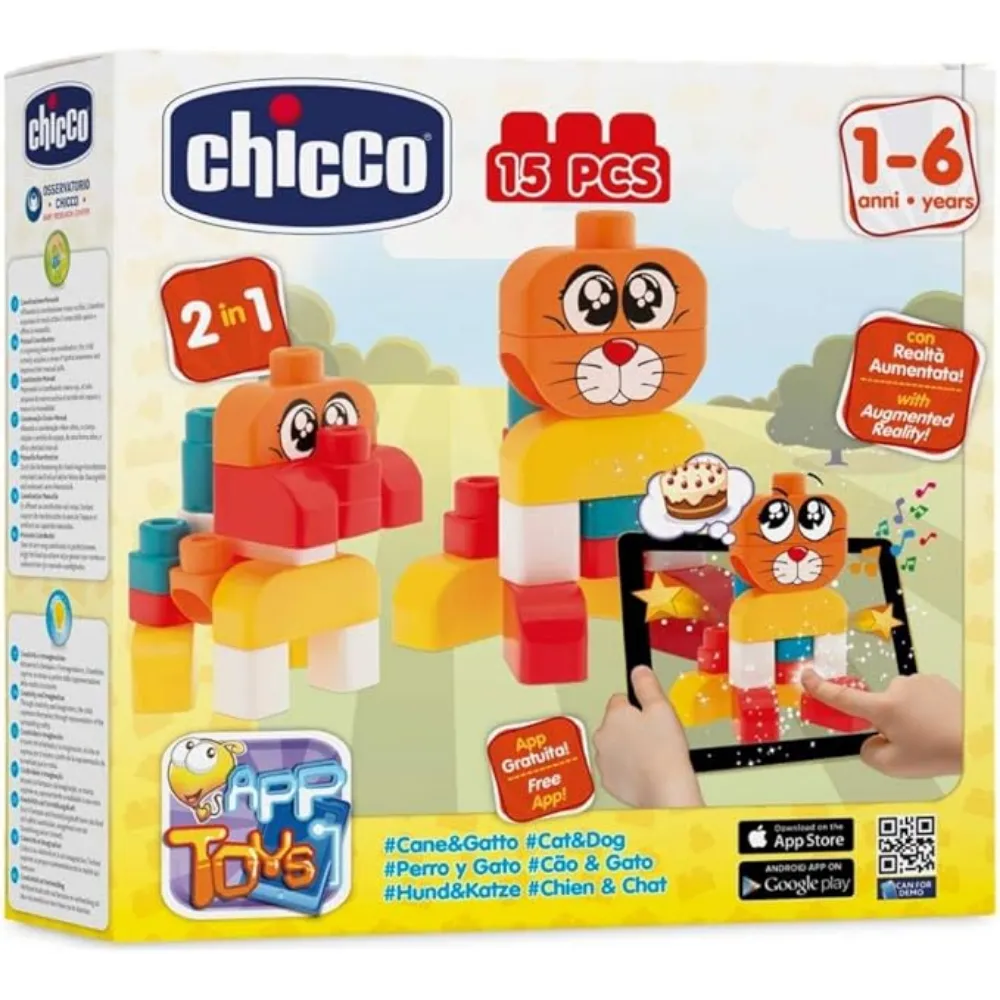 61o1XVlwUuL._AC_SX679_ Chicco Gioco Costruzioni Cane/Gatto, Set 15 Pezzi